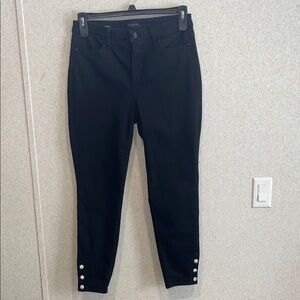 NWOT Talbots Jet Black Jeggings with Silver Crystal Ankle Buttons